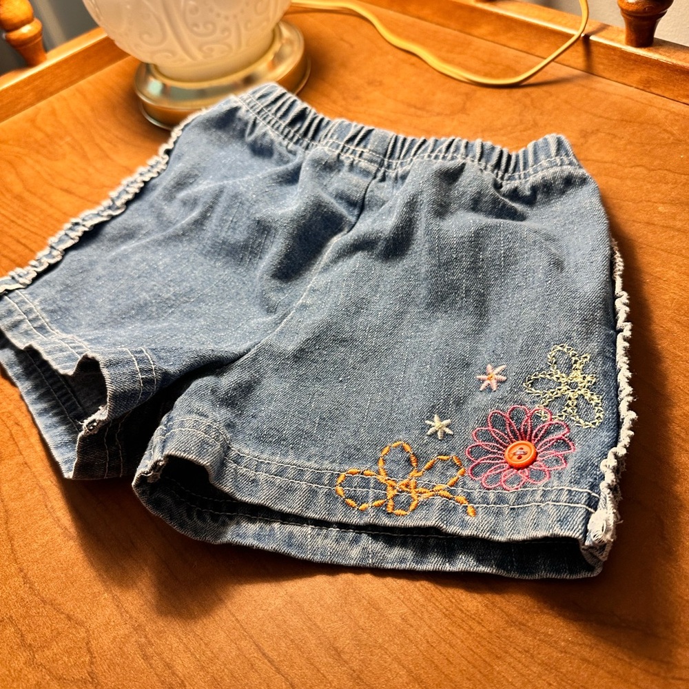 Embroidered Kids Denim Shorts